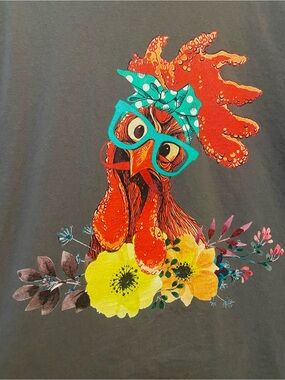 Redbubble Rooster Tee with Glasses - Chicken Lady Farm Girl